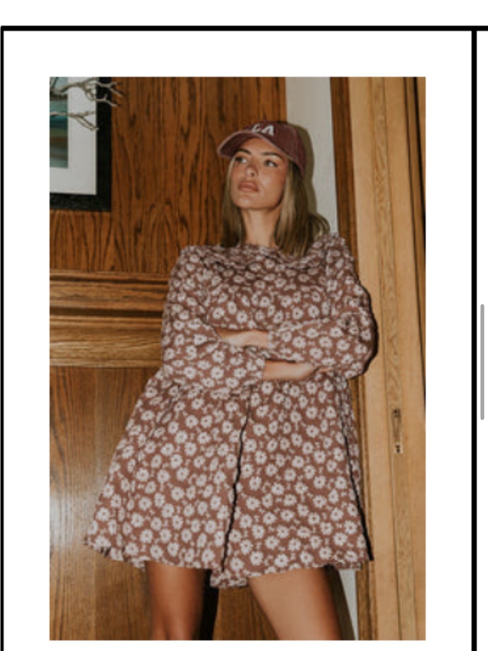 bohme Brown Floral Puff-Sleeve Mini Dress
